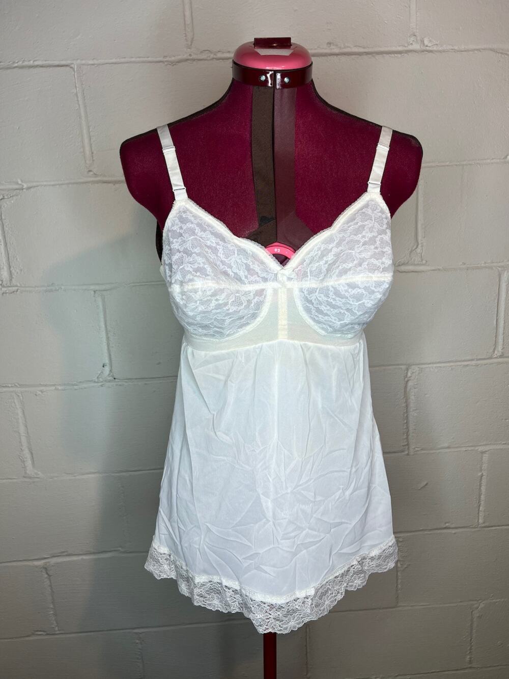 slip negligee nightgown white lace bust